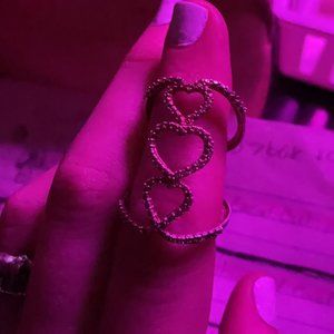 Ladies Stainless Steel 3 heart stacked ring.